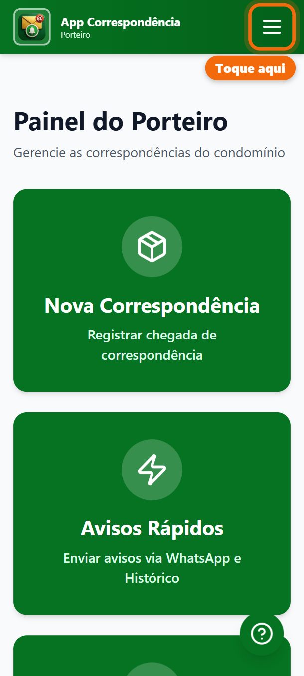 Passo 1: Toque nas três linhas, lá em cima, à direita.