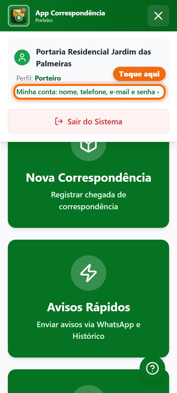 Passo 2: Toque em Minha conta.