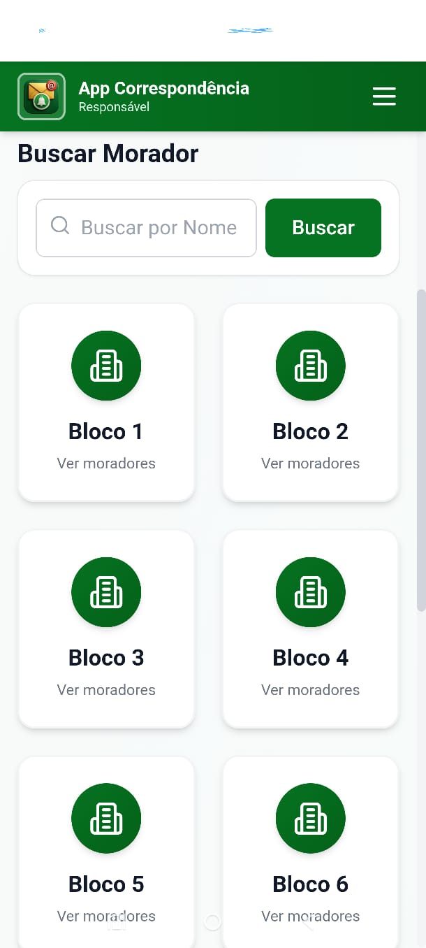 Busca por nome e lista de blocos do condomínio